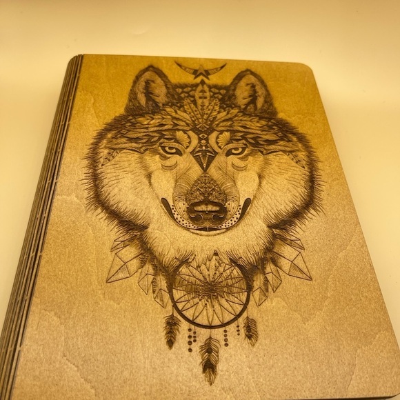 Mystical Wolf Engraved Wooden Journal - Picture 7 of 15